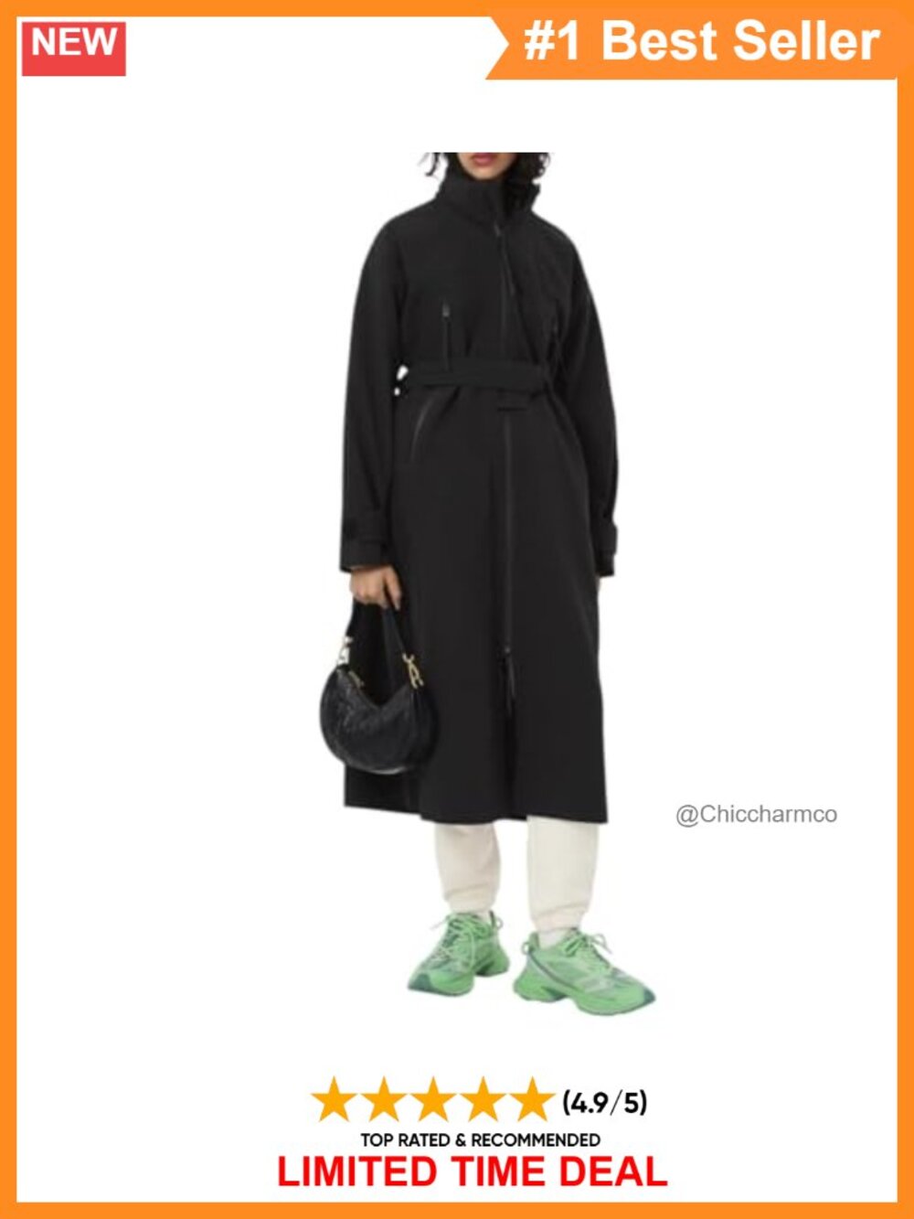 Waterproof Long Rain Jacket Oversize Loose Fit Zip Hooded Coat